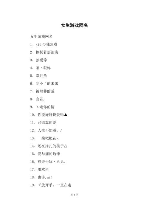 网游女名字：简单好记，让你脱颖而出