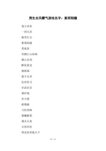 游戏名字男：简约大气，彰显王者风范