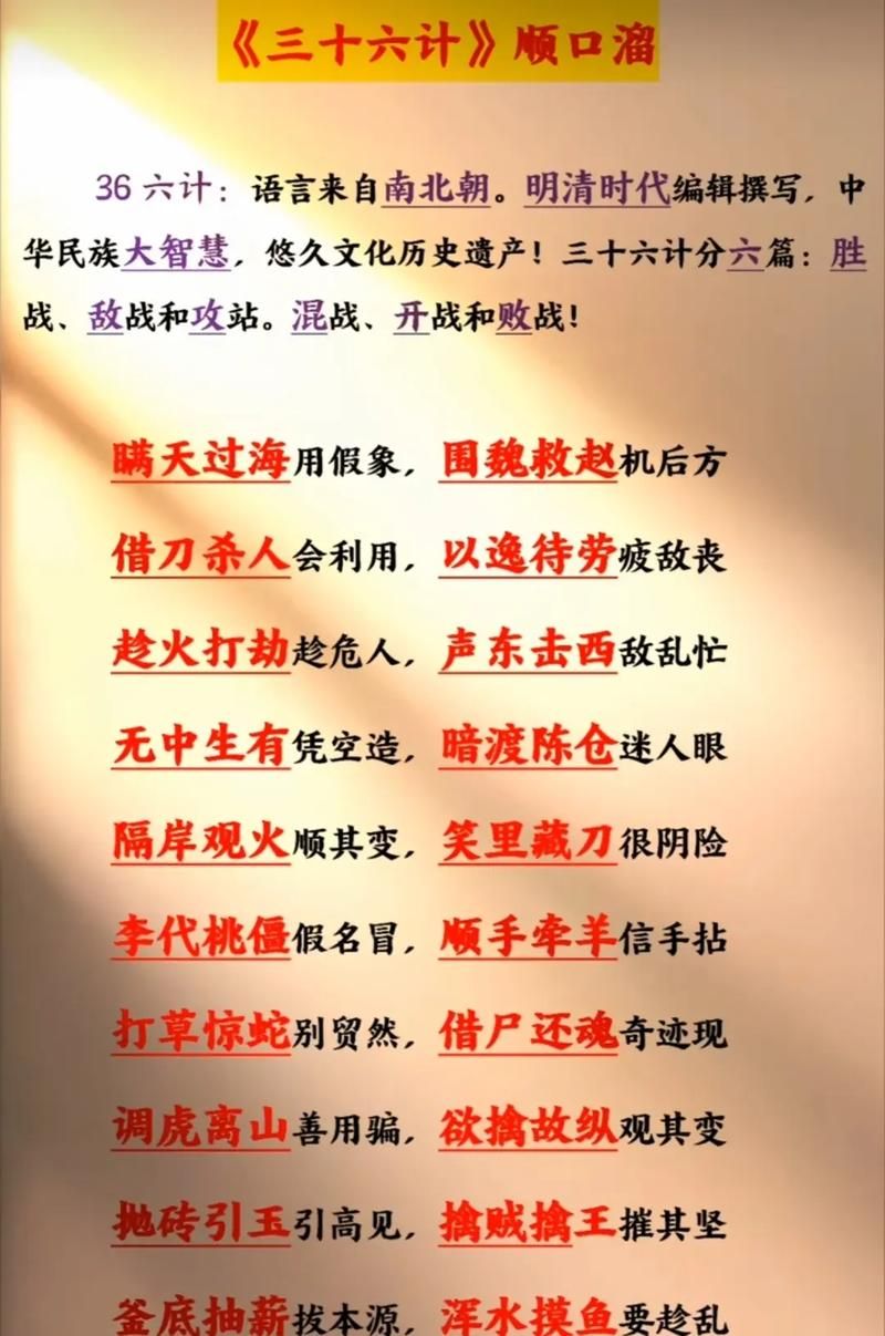 三十六计一览表（附应用场景及案例分析）