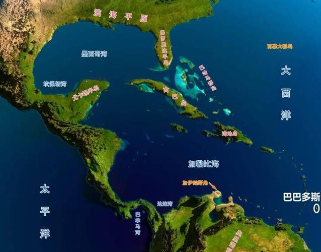 加勒比海地图中文版，高清大图一次看个够！