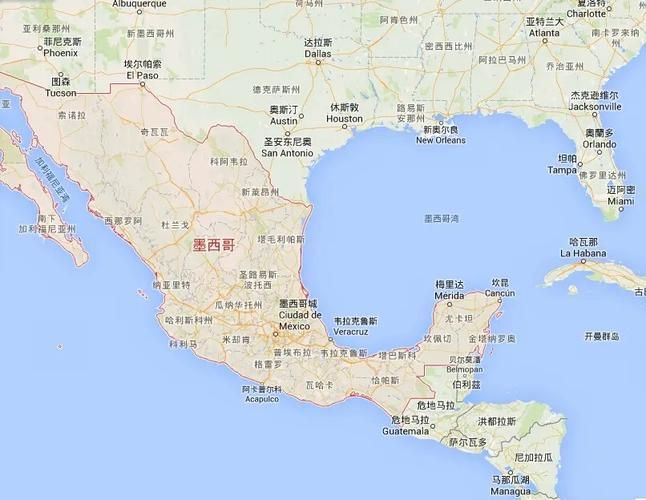 墨西哥旅游必备：高清中文版墨西哥地图！