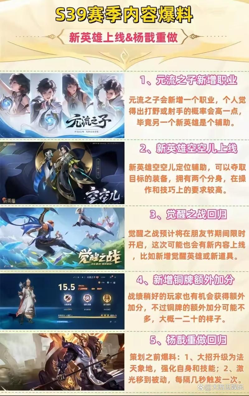王者荣耀S39赛季更新内容：体验服爆料及正式服调整