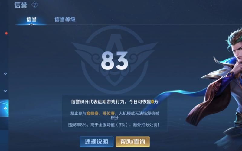 王者荣耀信誉积分每日恢复上限是多少？不同星级对比
