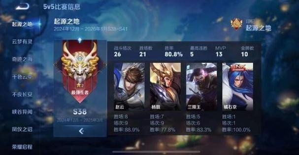 王者荣耀官网胜率榜：S38赛季英雄胜率大揭秘