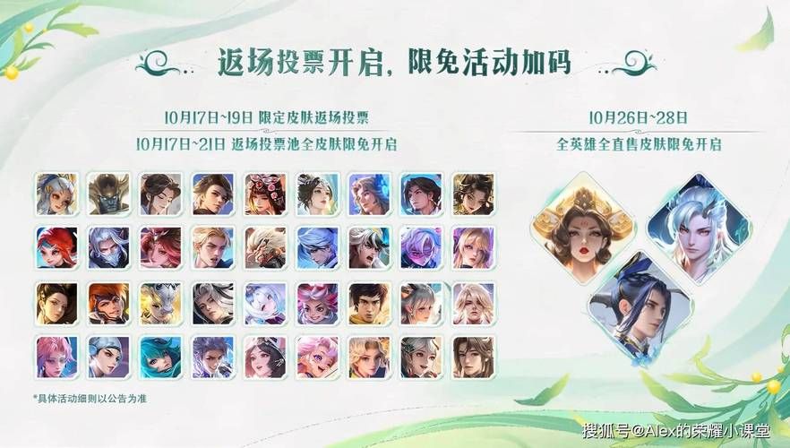 王者荣耀战令皮肤返场顺序一览表，哪些皮肤会返场？