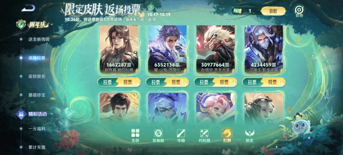 王者荣耀限定皮肤返场：投票规则及热门皮肤预测