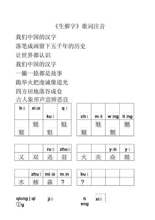 生僻字歌词拼音大全：快速查找歌曲中生僻字的读音