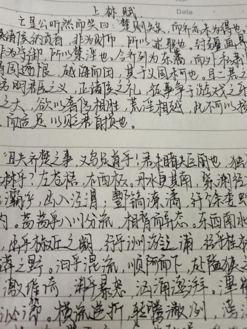 男友抄写上林赋说明什么？暗藏的爱情密码