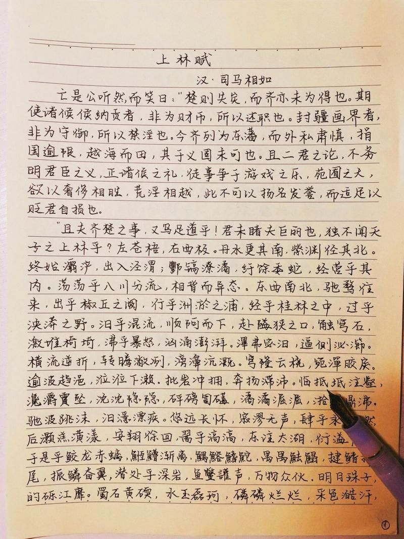 男友抄写上林赋说明什么？暗藏的爱情密码