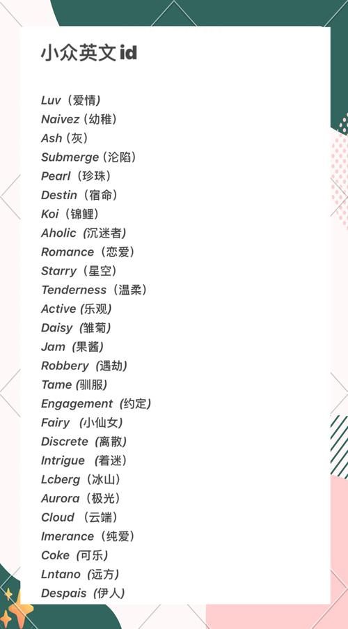 百度推荐：简单好听的微信英文ID大全