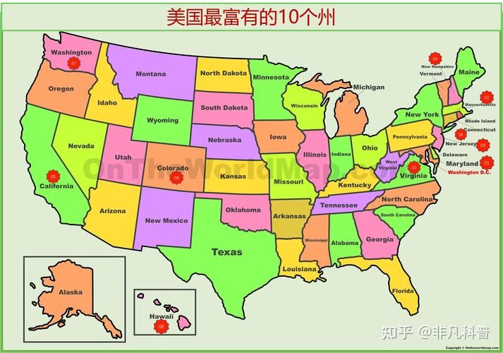 美国地图中文版全图在线查看，50州地理位置一目了然
