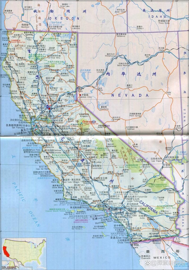 美国地图中文版全图在线查看，50州地理位置一目了然