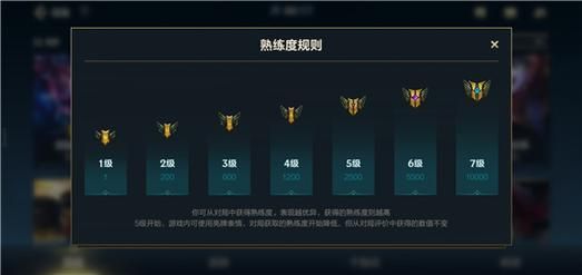 英雄联盟熟练度等级表一览：各等级所需熟练度及奖励
