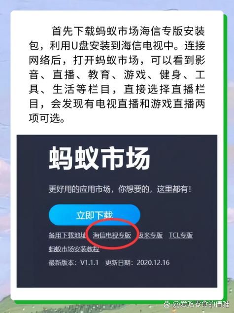 蚂蚁市场TV版：电视应用市场，安装包安全无毒