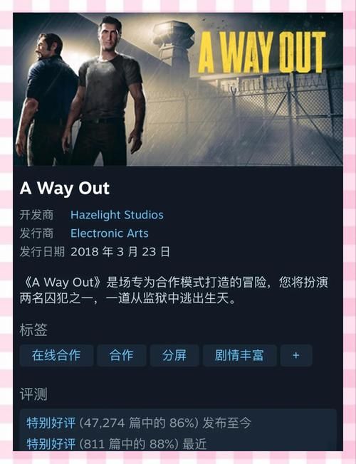 逃出生天游戏评测：电影级剧情，合作解谜的巅峰之作