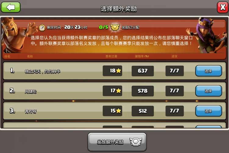 部落冲突：最新联赛段位奖励表及排名规则