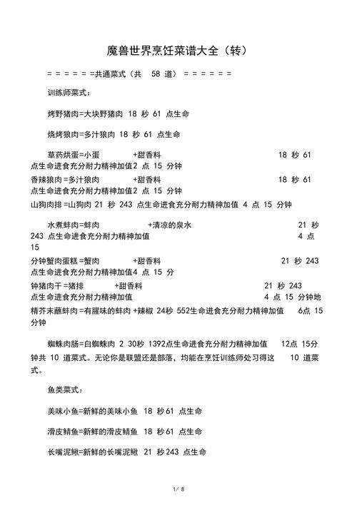 魔兽世界TBC烹饪：提升等级和获得稀有食谱