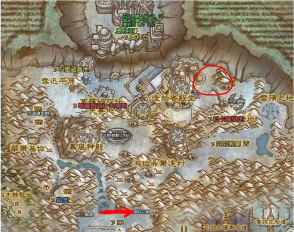 魔兽世界风暴峭壁生命神殿怎么走？坐标及地图指引