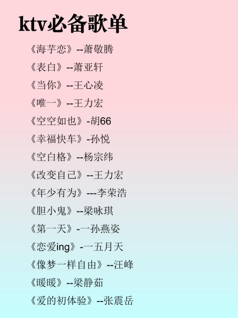 KTV版本大全最新最全的歌曲合集都在这里
